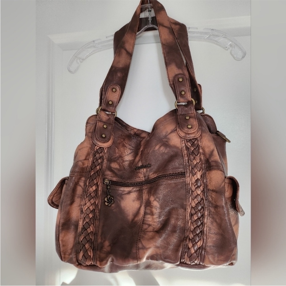 Brown soft Leather Braided Women's Bag